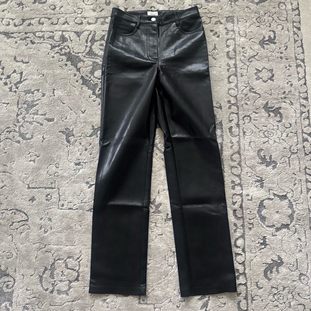 Aritzia Wilfred Melina Black Faux Leather Pants